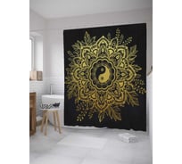 Штора (занавеска) для ванной JoyArty "Мандала Инь и Ян" из сатена, 180х200 см с крючками, sc_33854