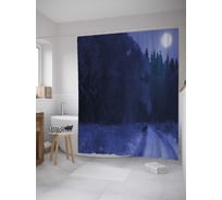 Штора (занавеска) для ванной JoyArty "Ночная дорога в лесу" из сатена, 180х200 см с крючками, sc_35628