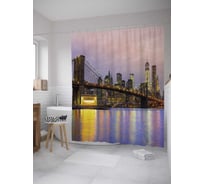 Штора (занавеска) для ванной JoyArty "Мост над Гудзоном" из сатена, 180х200 см с крючками, sc_32698