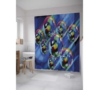 Штора (занавеска) для ванной JoyArty "Дискоболы" из сатена, 180х200 см с крючками, sc_33642