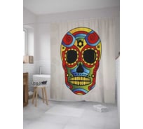 Штора (занавеска) для ванной JoyArty "Цветной череп" из сатена, 180х200 см с крючками, sc_35938