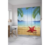 Штора (занавеска) для ванной JoyArty "Звездное тепло" из сатена, 180х200 см с крючками, sc_8784