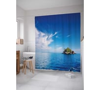 Штора (занавеска) для ванной JoyArty "Каменный остров" из сатена, 180х200 см с крючками, sc_9571