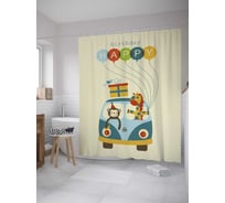 Штора (занавеска) для ванной JoyArty "На день рождения" из сатена, 180х200 см с крючками, sc_34457