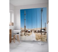 Штора (занавеска) для ванной JoyArty "Город призрак" из сатена, 180х200 см с крючками, sc_37947