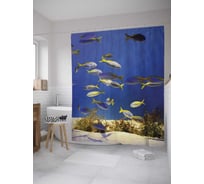 Штора (занавеска) для ванной JoyArty "Мелкая рыбешка" из сатена, 180х200 см с крючками, sc_9243