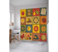 Штора (занавеска) для ванной JoyArty "Аппликации на лоскутах" из сатена, 180х200 см с крючками, sc_35740