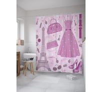 Штора (занавеска) для ванной JoyArty "Гардероб для француженки" из сатена, 180х200 см с крючками, sc_39407