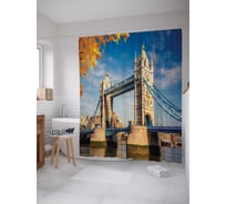 Штора (занавеска) для ванной JoyArty "Лондонский мост" из сатена, 180х200 см с крючками, sc_9413