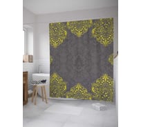 Штора (занавеска) для ванной JoyArty "Ажурная рамка" из сатена, 180х200 см с крючками, sc_34711