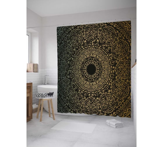 Штора (занавеска) для ванной JoyArty "Индийское полотно" из сатена, 180х200 см с крючками, sc_33850 1