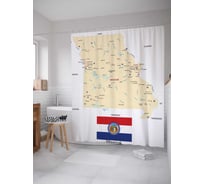 Штора (занавеска) для ванной JoyArty "Карта Штат Миссури" из сатена, 180х200 см с крючками, sc_7304