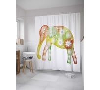 Штора (занавеска) для ванной JoyArty "Ритуальный слон" из сатена, 180х200 см с крючками, sc_8900