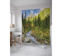 Штора (занавеска) для ванной JoyArty "Горный ручей" из сатена, 180х200 см с крючками, sc_32731