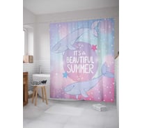 Штора (занавеска) для ванной JoyArty "Это прекрасное лето" из сатена, 180х200 см с крючками, sc_33578