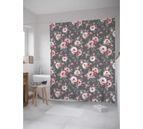 Штора (занавеска) для ванной JoyArty "Мелкие розочки" из сатена, 180х200 см с крючками, sc_35864