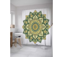 Штора (занавеска) для ванной JoyArty "Этническая орнаментальная мандала" из сатена, 180х200 см с крючками, sc_32629