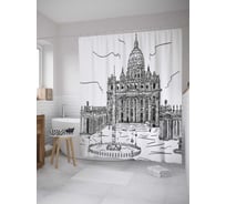 Штора (занавеска) для ванной JoyArty "Городской фонтан" из сатена, 180х200 см с крючками, sc_32765