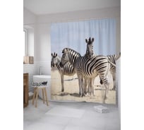 Штора (занавеска) для ванной JoyArty "Зебровое спокойствие" из сатена, 180х200 см с крючками, sc_8907