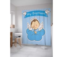 Штора (занавеска) для ванной JoyArty "Милый ангелок" из сатена, 180х200 см с крючками, sc_9610