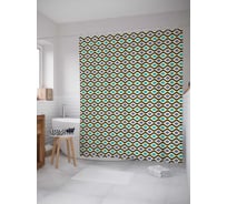 Штора (занавеска) для ванной JoyArty "Продольные волны" из сатена, 180х200 см с крючками, sc_31804