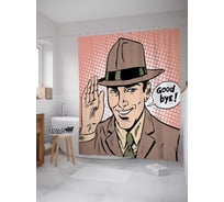 Штора (занавеска) для ванной JoyArty "Сюжет комикса" из сатена, 180х200 см с крючками, sc_34681