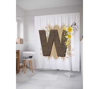 Штора (занавеска) для ванной JoyArty "Цветочная w" из сатена, 180х200 см с крючками, sc_4045w