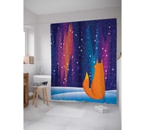 Штора (занавеска) для ванной JoyArty "Лиса в снегу" из сатена, 180х200 см с крючками, sc_6638