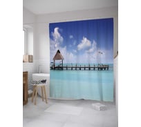 Штора (занавеска) для ванной JoyArty "Морская бухта" из сатена, 180х200 см с крючками, sc_9149