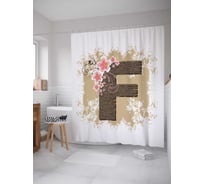 Штора (занавеска) для ванной JoyArty "Цветочная f" из сатена, 180х200 см с крючками, sc_4045f