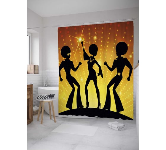 Штора (занавеска) для ванной JoyArty "Танцующие звезды" из сатена, 180х200 см с крючками, sc_33658 1