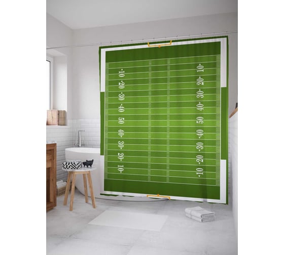 Штора (занавеска) для ванной JoyArty "Поле для регби" из сатена, 180х200 см с крючками, sc_6956 1