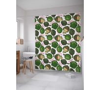 Штора (занавеска) для ванной JoyArty "Сочный артишок" из сатена, 180х200 см с крючками, sc_38906