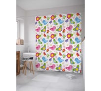 Штора (занавеска) для ванной JoyArty "Весенние радости" из сатена, 180х200 см с крючками, sc_32484