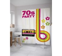 Штора (занавеска) для ванной JoyArty "Музыка семидесятых" из сатена, 180х200 см с крючками, sc_33635