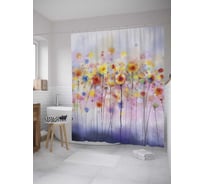 Штора (занавеска) для ванной JoyArty "Цветочный подарок" из сатена, 180х200 см с крючками, sc_9116