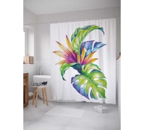 Штора (занавеска) для ванной JoyArty "Тропический цветок" из сатена, 180х200 см с крючками, sc_38872