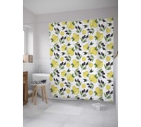 Штора (занавеска) для ванной JoyArty "Урожай лимонов" из сатена, 180х200 см с крючками, sc_32026