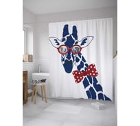 Штора (занавеска) для ванной JoyArty "Стильный жираф" из сатена, 180х200 см с крючками, sc_8207