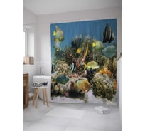 Штора (занавеска) для ванной JoyArty "Океанская история" из сатена, 180х200 см с крючками, sc_9240