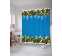 Штора (занавеска) для ванной JoyArty "Рождественские огни" из сатена, 180х200 см с крючками, sc_37048