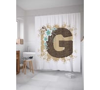 Штора (занавеска) для ванной JoyArty "Цветочная g" из сатена, 180х200 см с крючками, sc_4045g