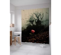 Штора (занавеска) для ванной JoyArty "Роза в мрачном лесу" из сатена, 180х200 см с крючками, sc_6486