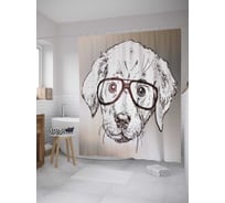 Штора (занавеска) для ванной JoyArty "Щенок вундеркинд" из сатена, 180х200 см с крючками, sc_31970