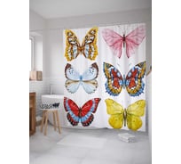 Штора (занавеска) для ванной JoyArty "Разноцветные крылья" из сатена, 180х200 см с крючками, sc_32093