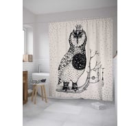 Штора (занавеска) для ванной JoyArty "Мудрый филин" из сатена, 180х200 см с крючками, sc_31957