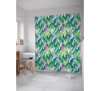 Штора (занавеска) для ванной JoyArty "Тропический лес" из сатена, 180х200 см с крючками, sc_50097