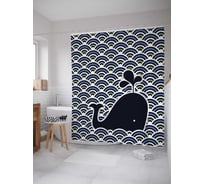 Штора (занавеска) для ванной JoyArty "Китовые волны" из сатена, 180х200 см с крючками, sc_7242