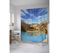 Штора (занавеска) для ванной JoyArty "Остров на озере" из сатена, 180х200 см с крючками, sc_9295