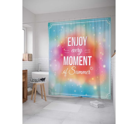 Штора (занавеска) для ванной JoyArty "Летние моменты" из сатена, 180х200 см с крючками, sc_35989 1